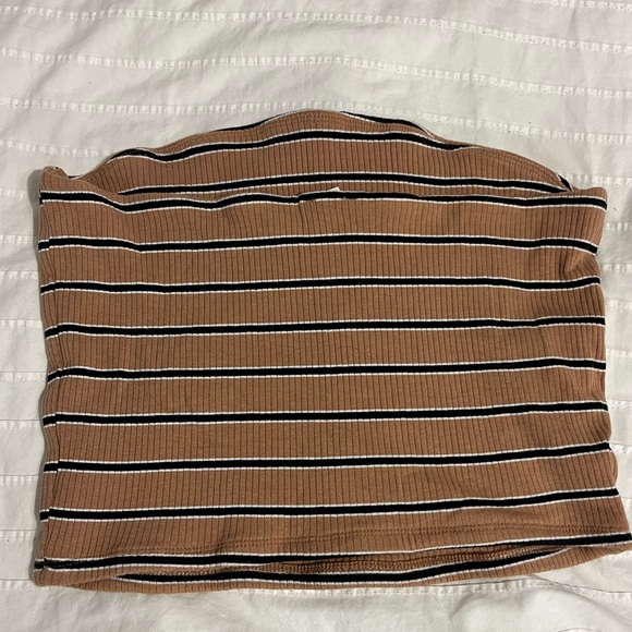 Garage Tan and Black stripped Tube top. Size: L - Picture 2 of 2